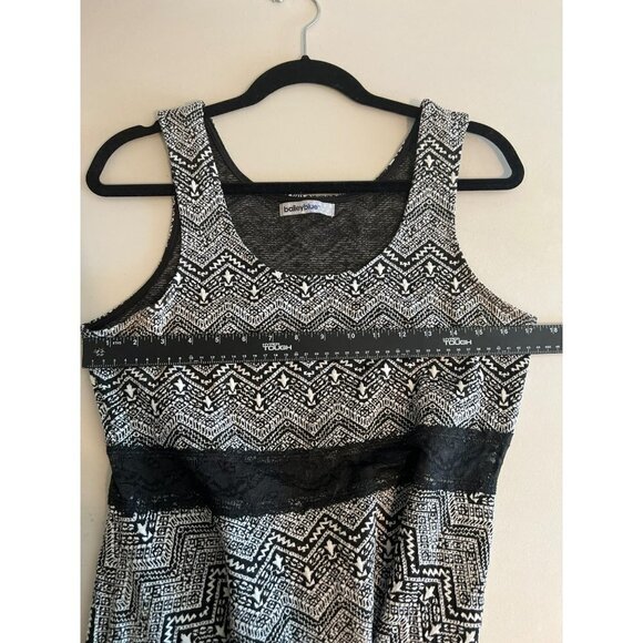 Bailey Blue Juniors Sz XL Sheer Lace Waistline Novelty Print Black and White Tan - Picture 7 of 7